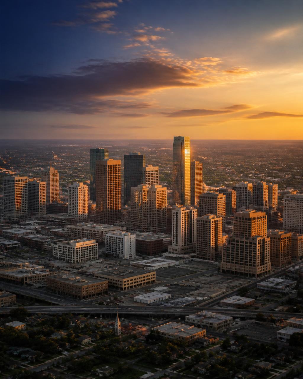 Fort Worth skyline at golden hour — the North Texas market Thornton Tax & Financial Services has served for decades.